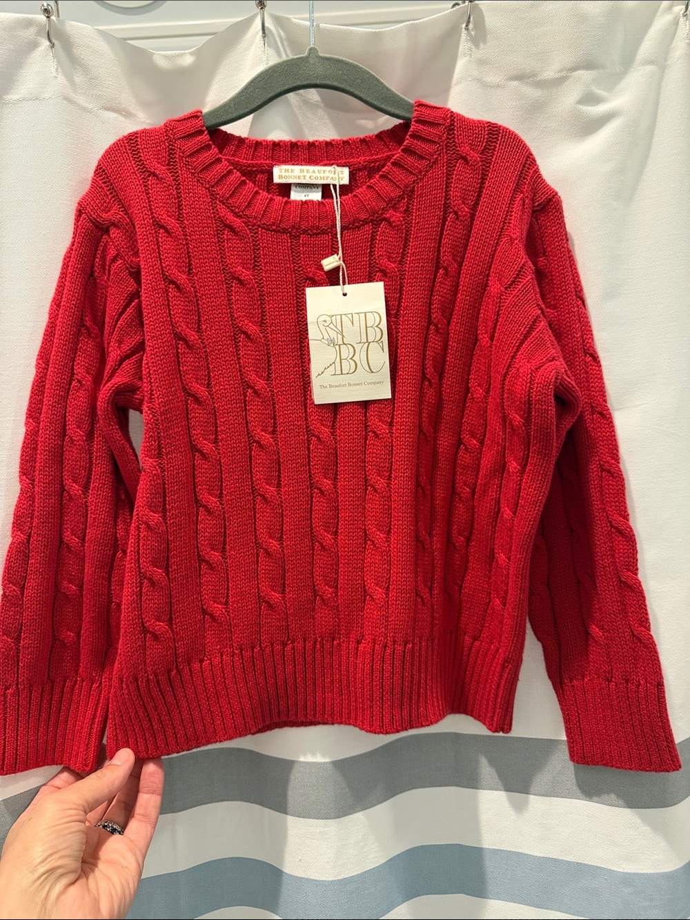 The Beaufort Bonnet Company Red Cable-Knit Sweater Top